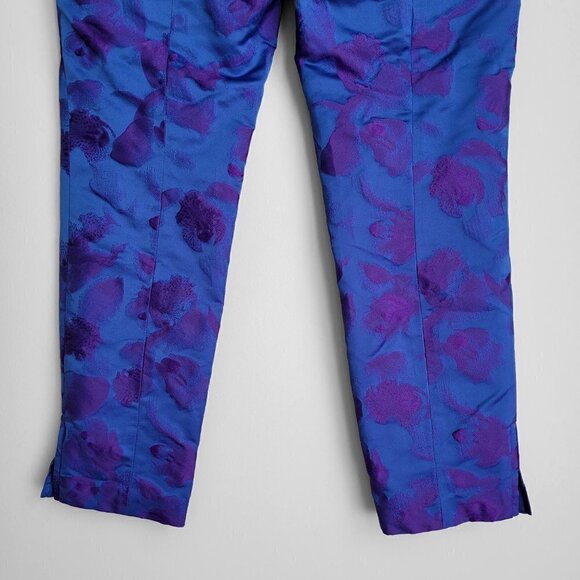 NWT Elie Tahari Melissa Ultraviolet Jacquard Straight Leg Cropped Pants - Picture 2 of 10